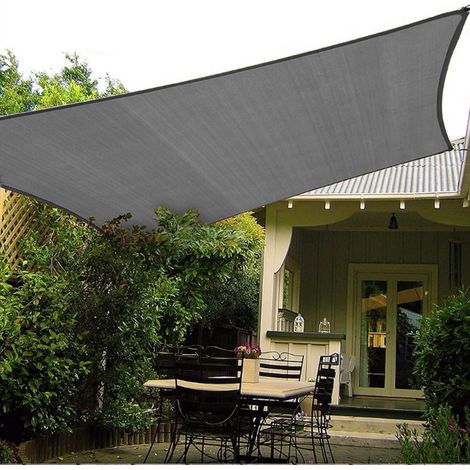 1 Sonnensegel, Hdpe, 3 X 5 M, Uv-schutz, Graphitgrau, Gartenterrasse