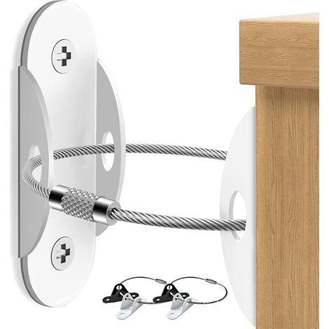 6 Kippsicherungs-sets, Edelstahl, Stahlseil, Wandmontage, Für Kleiderschrank, Kommode, Bücherregal