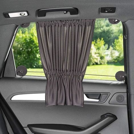 Auto-sonnenschutz 68 X 50 Cm - Auto-vorhang Mit Saugnäpfen - Uv-schutz - Ideal Für Große Seitenfenster - Grau (2 Stück)