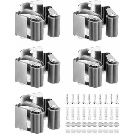 Wandmontierter Besen- Und Werkzeughalter – Rostfreier Edelstahl – Schnelle Montage – Tragkraft: 10 Kg – Stieldurchmesser: 2–3 Cm – 5-teiliges Set