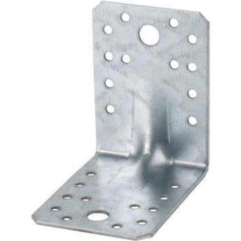 Verstärkter, Verzinkter Stahlwinkel 90 X 80 X 50 Mm – 16 Löcher, 5 Mm Durchmesser – Zum Verbinden Von Holz- Und Metallecken – Packung Mit 50 Stück –