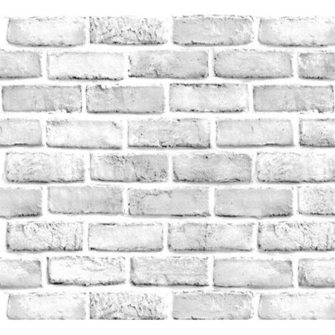 Selbstklebende, Weiß-graue Backsteintapete – 3d-effekt – Dickes, Ablösbares Pvc – Für Küchen- Und Wohnzimmerwände