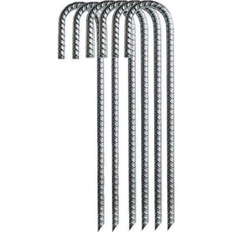 6 Erdnägel, 30,48 Cm, Verzinkter Stahl, Robuste Befestigung Für Trampolin, Zaun, Zelt, Camping, Garten