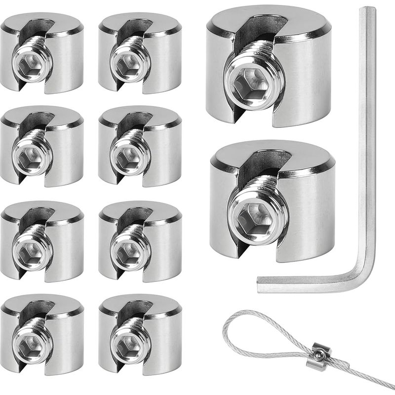 10 Stück Edelstahl-kabelklemmen, 316 Edelstahl-kabelklemmen Mit Sechskant-schraubenschlüssel, Seilklemmklemme Für Drahtseile, Wäscheleinenspanner, Kabelspanner, 5 Mm M10