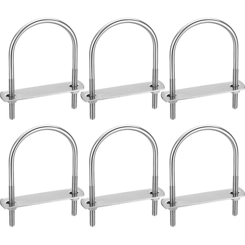 Stück U-bügel, M6 U-bügel, Edelstahl-u-bügel Mit Mutter, Unterlegscheiben Und Tellern, Klemmbolzen Zur Rohrbefestigung, Abgerundete Ecken, 110 X 60 Mm