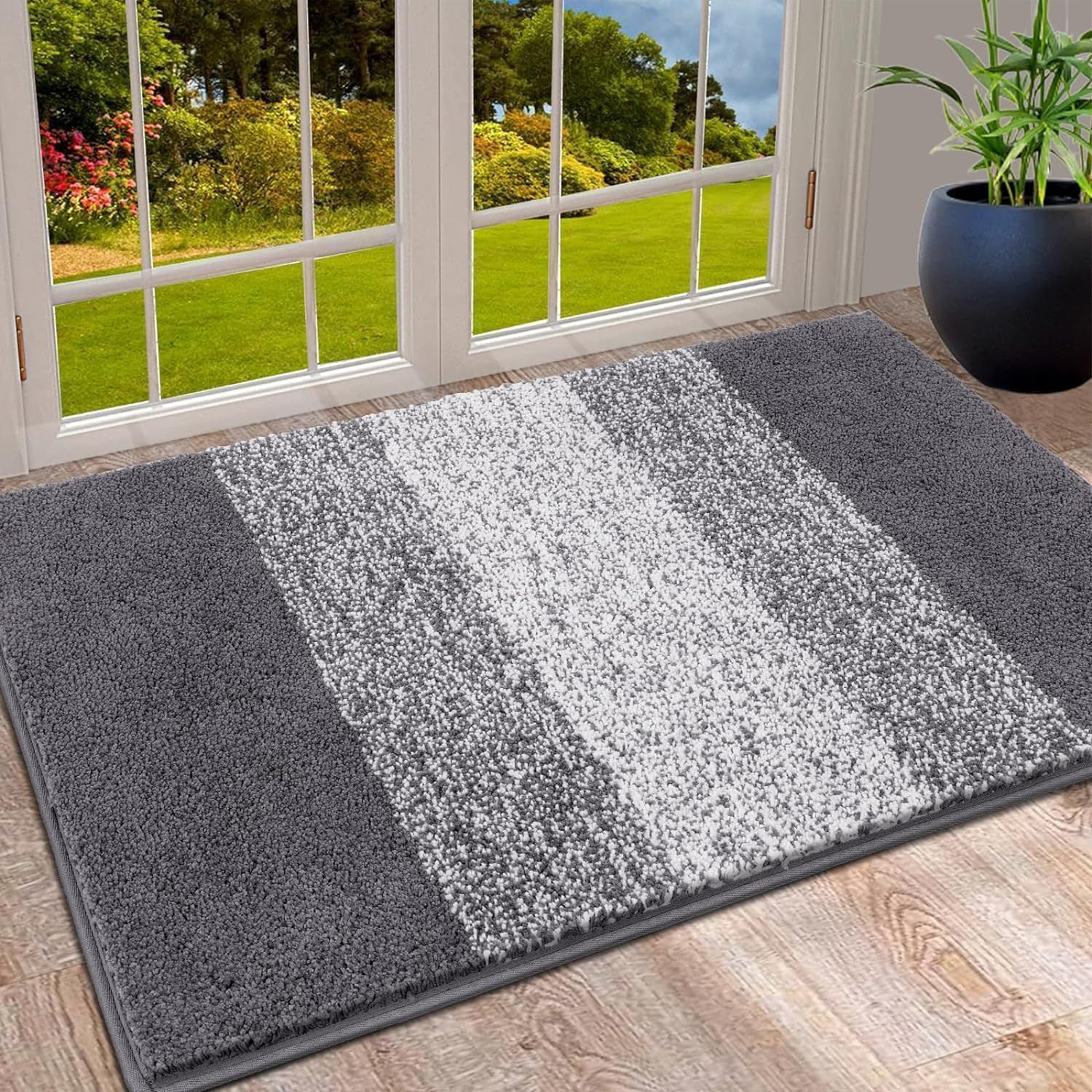 Fußmatte, Fußmatte Für Drinnen, Fußmatte Für Draußen, Rutschfeste Fußmatte, Saugfähige Fußmatte, Eingangsmatte (grau, 50 X 80 Cm)