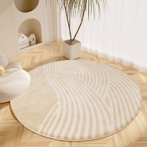 Runder Teppich 100 Cm – Weiche, Hochdichte Mikrofaser – Rutschfeste Unterseite – Geometrische Muster Für Wohn- Und Kinderzimmer