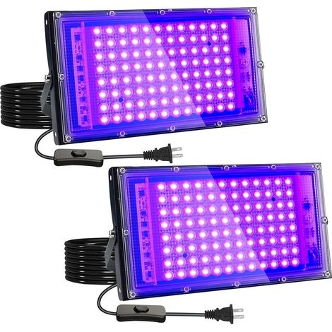 2er-pack 100-w-schwarzlicht, Uv-led-projektor, Ip65 Wasserdichte Schwarzlichtlampe, Für Bühne, Party, Malerei, Halloween, Garten