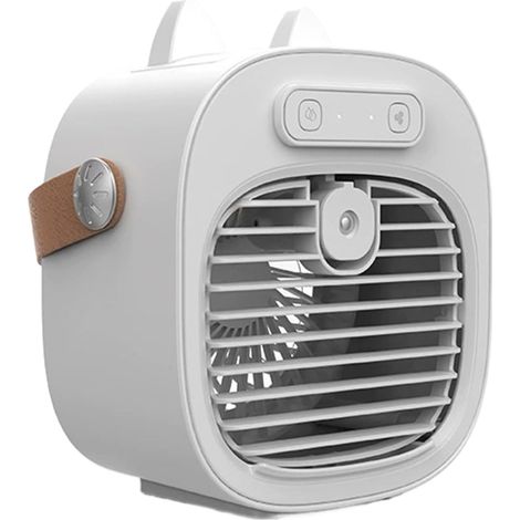 Tragbarer Ventilator/klimaanlage, 3 Geschwindigkeitsstufen, Usb-aufladbar, Für Studentenwohnheime, Camping, Büros, 18,7 Cm (7,36 Zoll), Weiß, 4000 Mah