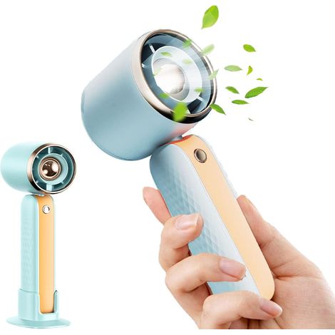 Mini-tischventilator (blau) Mit 3 Geschwindigkeitsstufen, Usb-aufladbar, Mit Led-anzeige, Leicht Und Mit Standfuß.