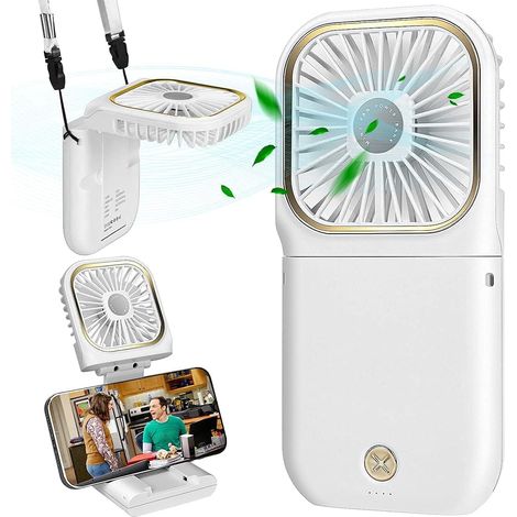 Leiser Mini-usb-hängeventilator, Usb-aufladbar, 3 Geschwindigkeitsstufen, Faltbar Und Tragbar Für Zuhause, Büro Und Reisen (weiß)