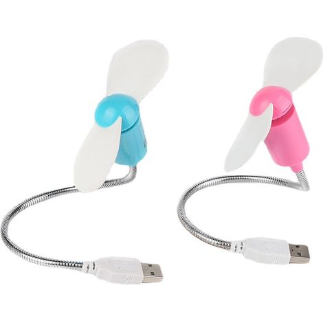 Set Mit 2 Blauen Usb-lüftern, Mini-tragventilatoren, Kleine Wiederaufladbare Und Leise Desktop-lüfter Für Laptops.