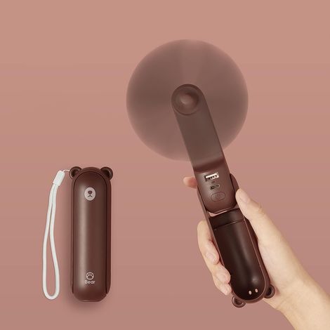 Tragbarer Ventilator Mit Externem 4800-mah-akku, Bis Zu 46 Stunden Akkulaufzeit, Akkubetrieb, 3 Geschwindigkeitsstufen – Braun