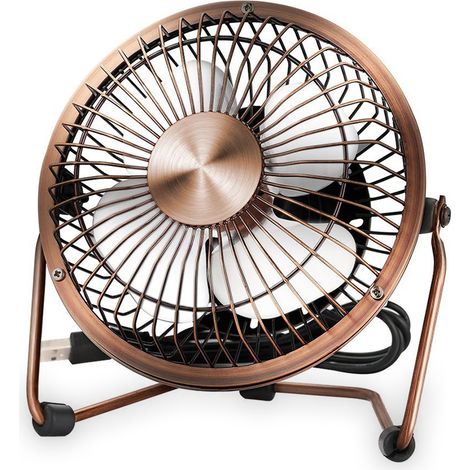 Mini-usb-tischventilator, 360°-drehung, Leiser Betrieb, Metallgehäuse, 10 Cm (4 Zoll), Bronzefarben, Ideal Für Zuhause.