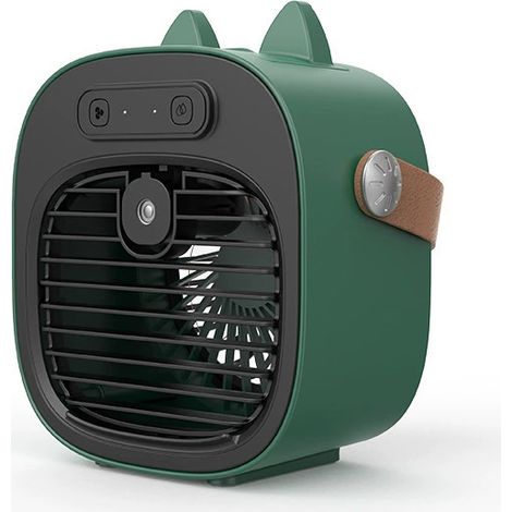 Tragbarer Ventilator/klimaanlage, 3 Geschwindigkeitsstufen, Usb-aufladbar, Für Studentenwohnheime, Camping Und Büros, 18,7 Cm, Grün, 4000 Mah