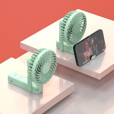 Tragbarer, Faltbarer Usb-ventilator (grün) – Kleiner, Leiser Handventilator Mit Wiederaufladbarem Akku (4 Stunden Akkulaufzeit), Ideal Für