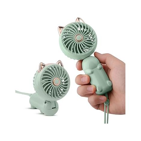(grün) Liefermenge: Zwei Mini-ventilatoren Mit Akku Und 3 Geschwindigkeitsstufen, Kleine Elektrische Ventilatoren Für Den Persönlichen Gebrauch Und Ein Mini-ventilator