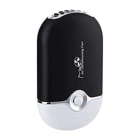 Mini-tischventilator Mit Eingebautem Li-ionen-akku, Wiederaufladbar Über Usb, Modell F015, Schwarz.