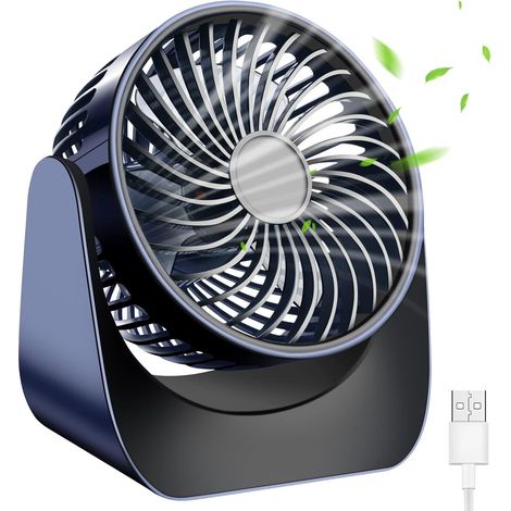 Usb-ventilator, Kleiner Ventilator, 360°-drehung, Mini-usb-ventilator, Tragbar Und Leise, 3-stufiger Tischventilator Mit Usb-kabel