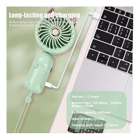 Tragbarer Ventilator, Mini-usb-ventilator, Wiederaufladbarer Tragbarer Ventilator Mit 3 Geschwindigkeitsstufen, Kleiner Faltbarer Persönlicher Ventilator Für Mädchen Und Frauen
