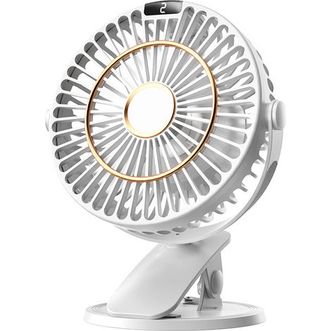 Wiederaufladbarer Clip-ventilator, Mini-usb-tischventilator Mit 5 Geschwindigkeitsstufen Und Lcd-bildschirm – Leistungsstarker, Rotierender Tischventilator