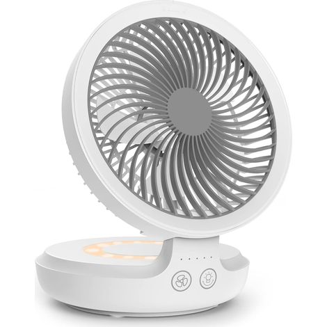 Usb-ventilator, Tischventilator Mit 4000-mah-akku, Leise, 4 Geschwindigkeitsstufen, 120°-oszillation, Tragbarer Tischventilator