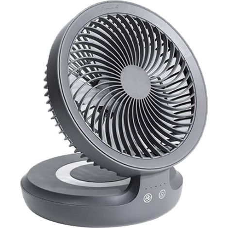 Grauer Usb-ventilator, Tischventilator Mit 4000-mah-akku, Leise, 4 Geschwindigkeitsstufen, 120°-oszillation, Tragbarer Tischventilator
