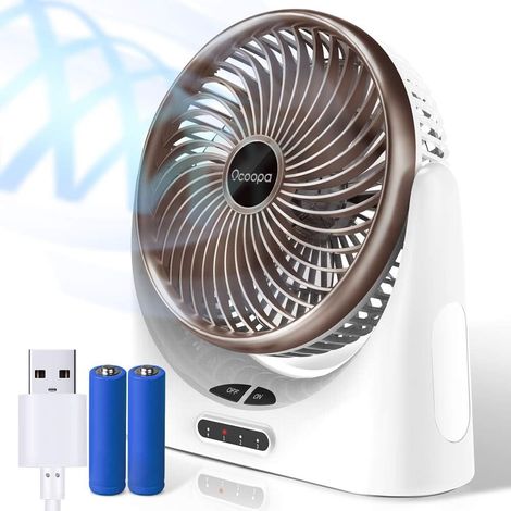 Leiser Usb-tischventilator Mit 4000-mah-akku, Led-licht, 3 Geschwindigkeitsstufen, Ideal Für Zuhause, Büro Oder...