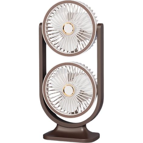 Tischventilator, Usb-aufladbar, Leise, Zwei Ventilatorköpfe, Geeignet Für Zuhause, Outdoor, Reisen Und Schule, 14 X 9,5 X 30 Cm, M