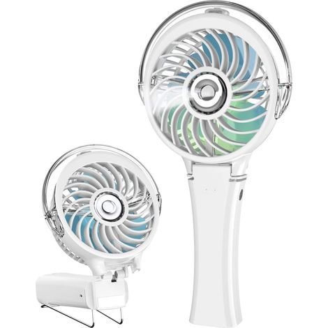 Tragbarer, Per Usb Aufladbarer Mini-ventilator Mit Sprühfunktion Und Farbigem Nachtlicht Für Büro, Reisen Und Outdoor-aktivitäten.