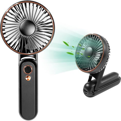 Tragbarer, Per Usb Aufladbarer Ventilator Mit 3600 Mah Akku, Leiser Betrieb, 5 Einstellbare Geschwindigkeitsstufen, Ideal Für Zuhause, Büro, Outdoor-aktivitäten Und Reisen (schwarz)
