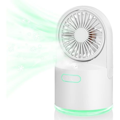 Usb-tischventilator Mit Sprühfunktion, Tragbarer Tischventilator, Mini-luftbefeuchter Mit 3 Geschwindigkeitsstufen, 2 Sprühdüsen Und Wassertank