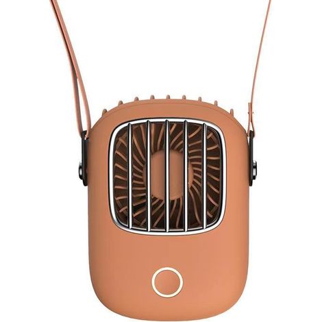Mini-tragbarer, Orangefarbener, Per Usb Aufladbarer Ventilator, Geräuschlos, Zum Tragen Um Hals Oder Taille, Ideal Für Sport Und Entspannung.