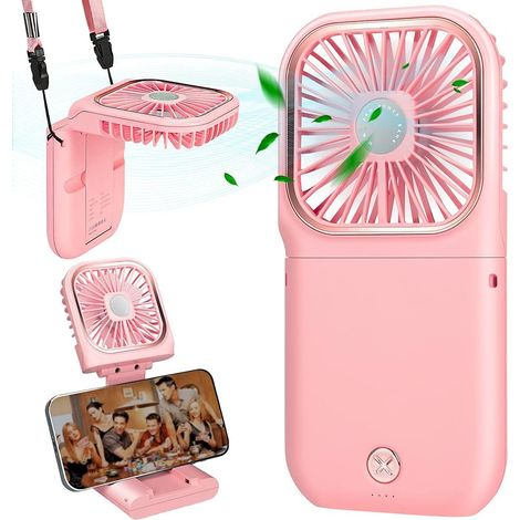 Leiser Mini-usb-hängeventilator, Usb-aufladbar, Mit 3 Geschwindigkeitsstufen, Faltbar Und Tragbar Für Zuhause, Büro Und Reisen (ros).