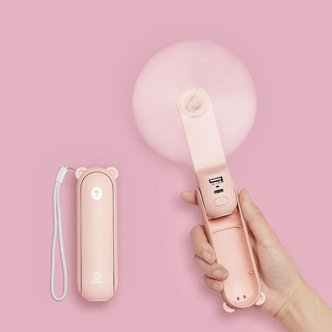 Tragbarer Ventilator Mit Externem 4800-mah-akku, Bis Zu 46 Stunden Akkulaufzeit, Batteriebetrieben, 3 Geschwindigkeitsstufen – Pink