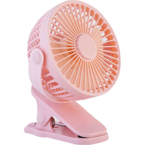Tragbarer Usb-tischventilator (rosa), Zum Anklemmen, 3 Geschwindigkeitsstufen, 720° Schwenkbar, Wiederaufladbar, Für Bett, Schreibtisch, Auto, Kinderwagen Usw.