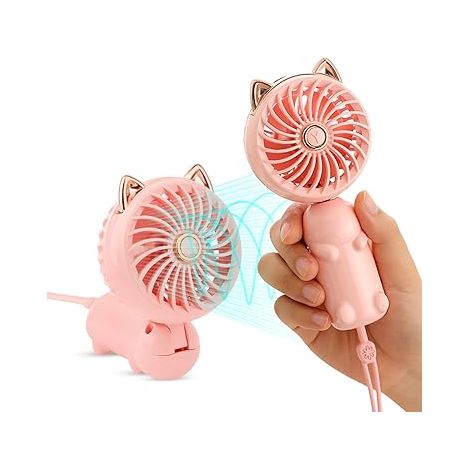 (pink) Liefermenge: Zwei Stück. Mini-ventilator Mit Akku Und 3 Geschwindigkeitsstufen, Kleiner Elektrischer Ventilator Für Den Persönlichen Gebrauch.