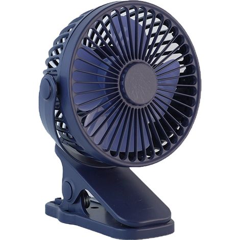 Tragbarer Usb-tischventilator (1 Stück, Dunkelblau), Zum Anklemmen, 3 Geschwindigkeitsstufen, 720° Verstellbar, Wiederaufladbar, Für Bett, Schreibtisch, Auto