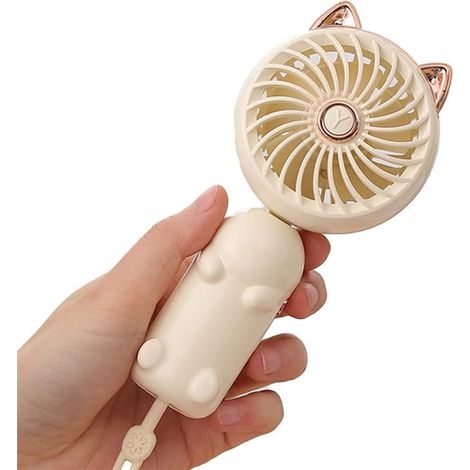 Mini-usb-ventilator (weiß) Mit Akku Und 3 Geschwindigkeitsstufen, Kleiner Und Niedlicher Elektrischer Reiseventilator