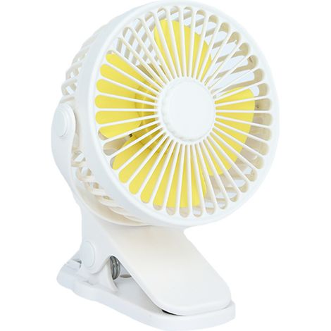 Tragbarer Usb-tischventilator (weiß), Zum Anklemmen, 3 Geschwindigkeitsstufen, 720° Schwenkbar, Wiederaufladbar, Für Bett, Schreibtisch, Auto, Kinderwagen Usw.