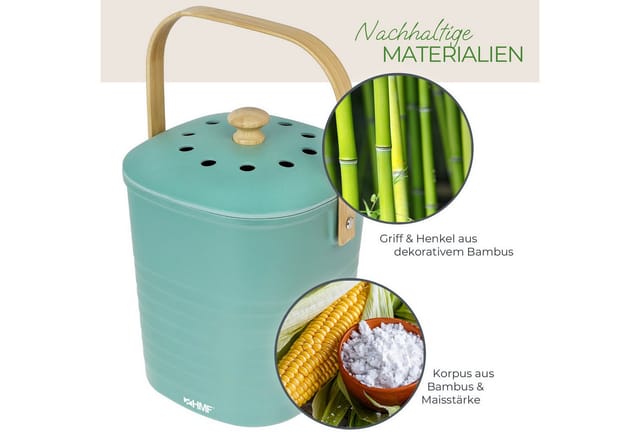 HMF 3780-3L-06 Biomülleimer Küche Geruchsdichter Komposteimer mit Deckel 3 Liter Grün