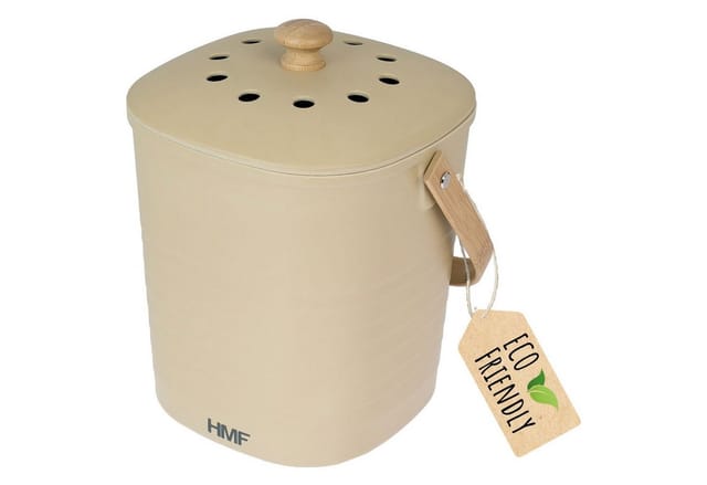 HMF 3780-3L-27 Biomülleimer Küche Geruchsdichter Komposteimer mit Deckel 3 Liter Beige