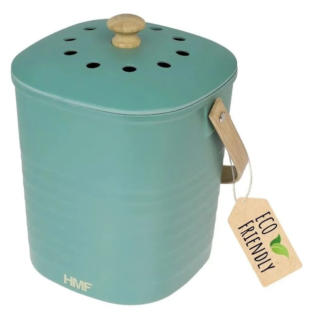 HMF 3780-6L-06 Biomülleimer Küche Geruchsdichter Komposteimer mit Deckel 6 Liter Grün