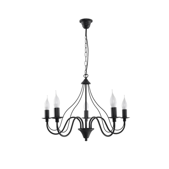 Licht-Erlebnisse Kronleuchter Schwarz 5-Armig E14 Rustikal 60 cm Breit