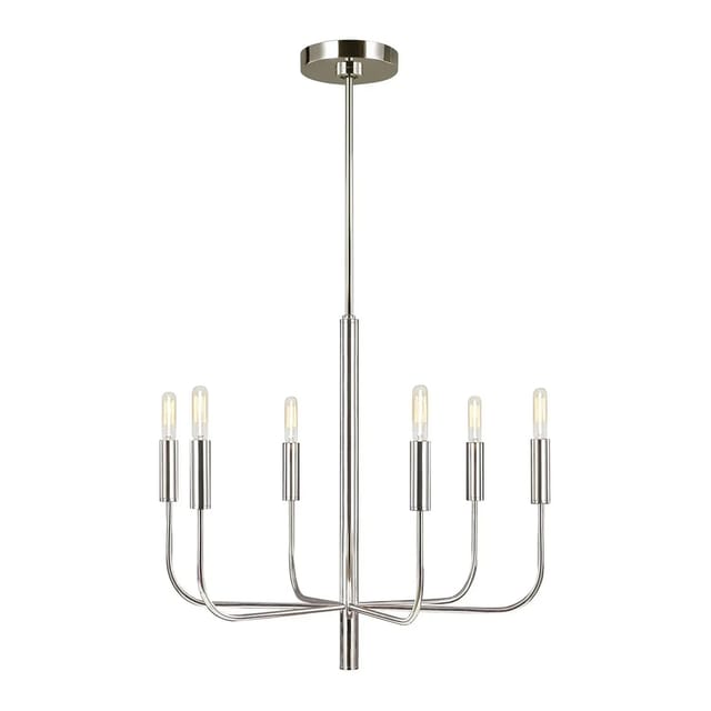 Licht-Erlebnisse Kronleuchter Metall E14 61 cm Breit in Nickel Poliert Jugendstil