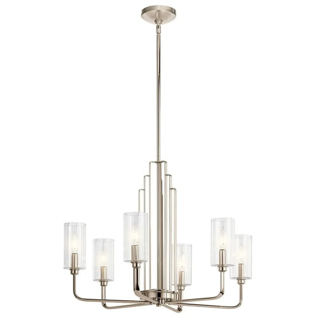 Licht-Erlebnisse Kronleuchter Jugendstil Glas Metall 68,6 cm Breit 6-Flammig E14