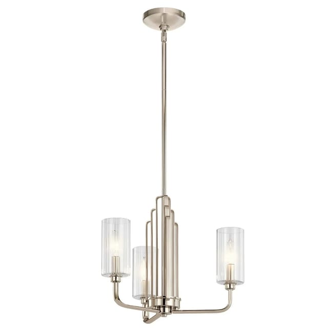Licht-Erlebnisse Kronleuchter Mit Schirm Glas Metall 45,9 cm Breit 3-Flammig E14 Jugendstil