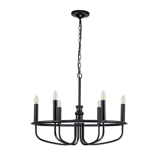 Licht-Erlebnisse Kronleuchter Schwarz Metall Ø 73 cm Rund 6-Flammig E14
