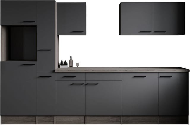 Respekta Küchenzeile Oliver 310 cm Eiche York / Grau Matt ohne E-Geräte