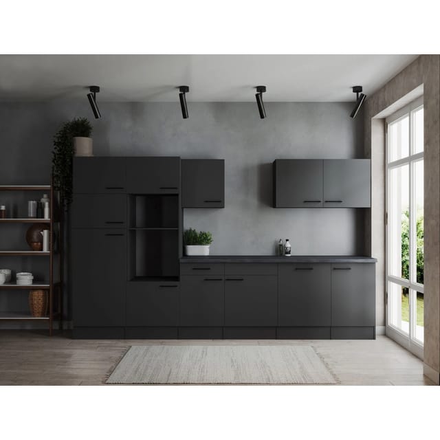 Respekta Küchenzeile Oliver 340 cm Grau Matt ohne E-Geräte